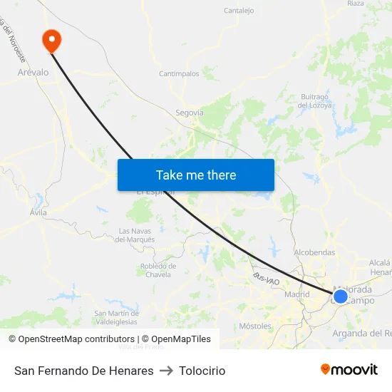 San Fernando De Henares to Tolocirio map