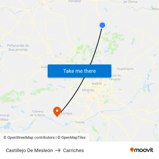 Castillejo De Mesleón to Carriches map