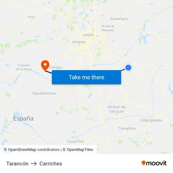Tarancón to Carriches map