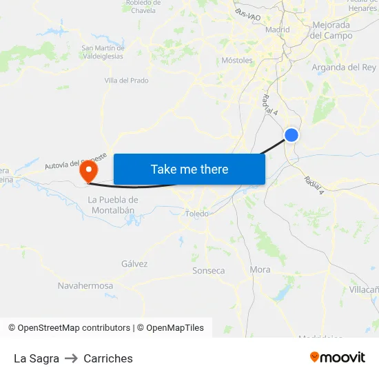 La Sagra to Carriches map