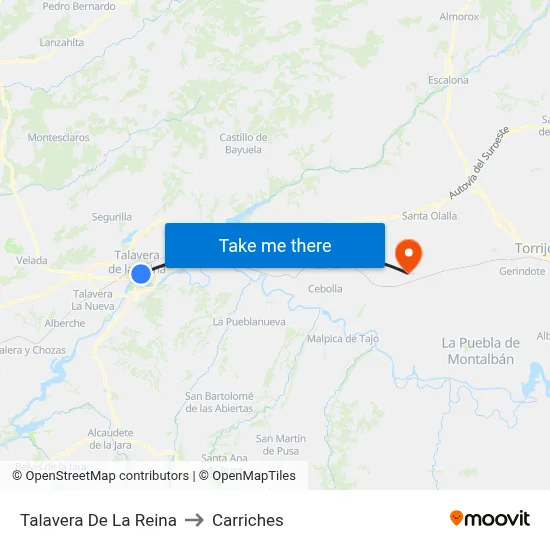 Talavera De La Reina to Carriches map