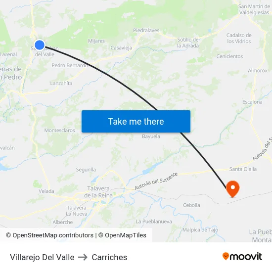 Villarejo Del Valle to Carriches map