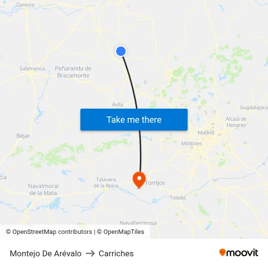 Montejo De Arévalo to Carriches map