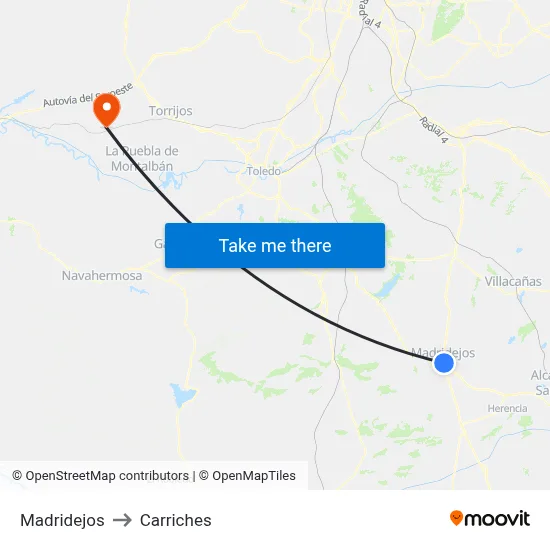 Madridejos to Carriches map
