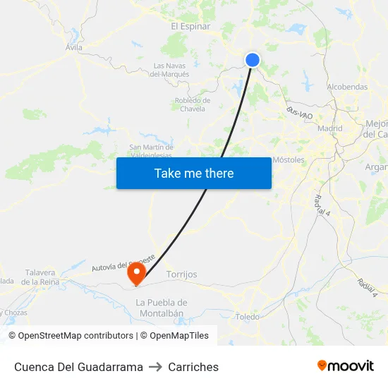 Cuenca Del Guadarrama to Carriches map