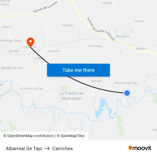 Albarreal De Tajo to Carriches map