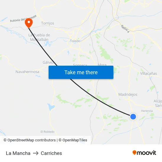 La Mancha to Carriches map