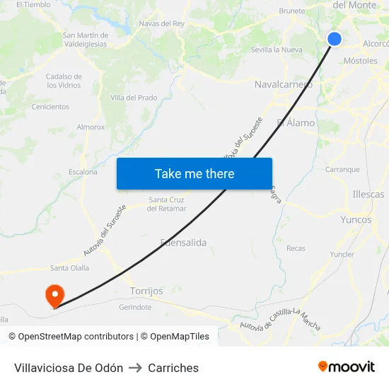 Villaviciosa De Odón to Carriches map