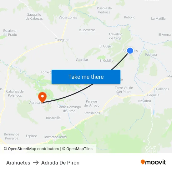 Arahuetes to Adrada De Pirón map