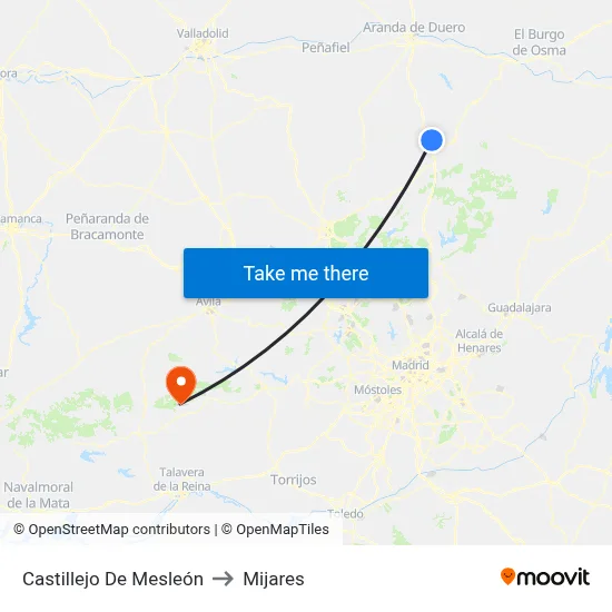 Castillejo De Mesleón to Mijares map