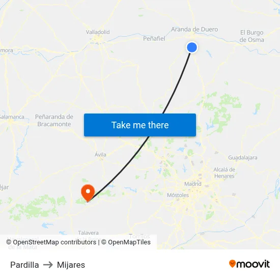 Pardilla to Mijares map
