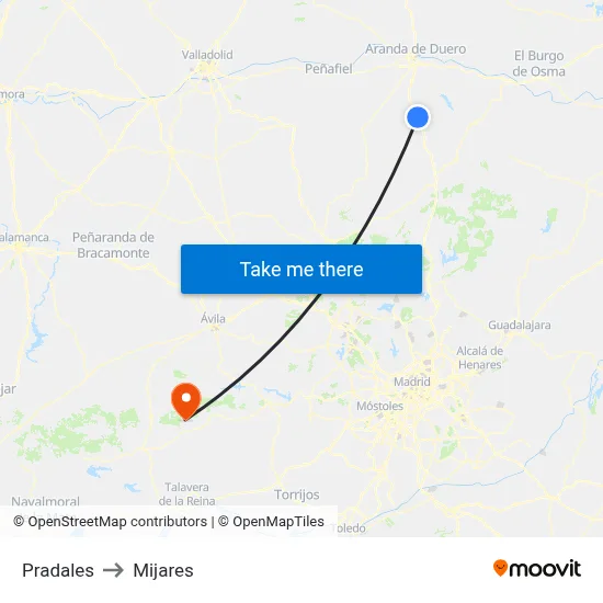 Pradales to Mijares map