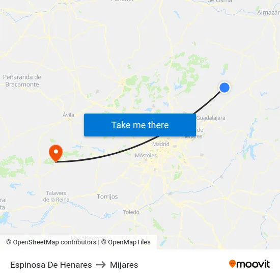 Espinosa De Henares to Mijares map
