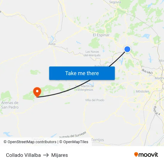 Collado Villalba to Mijares map