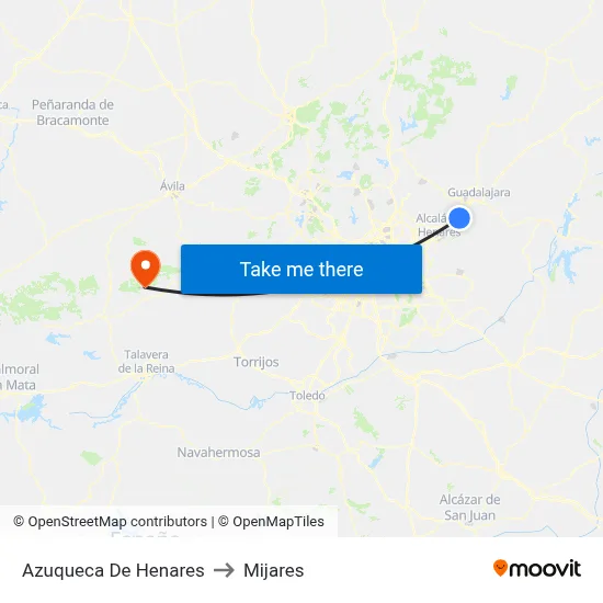 Azuqueca De Henares to Mijares map