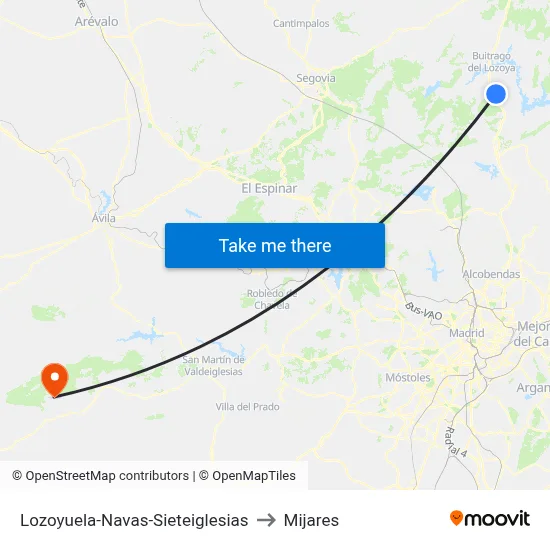 Lozoyuela-Navas-Sieteiglesias to Mijares map