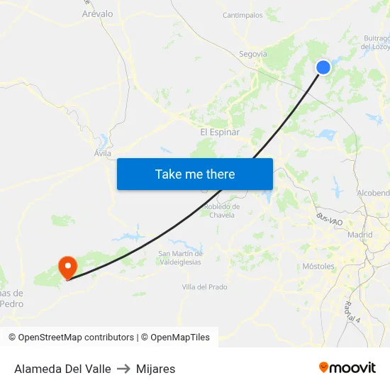 Alameda Del Valle to Mijares map