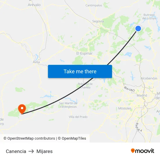 Canencia to Mijares map