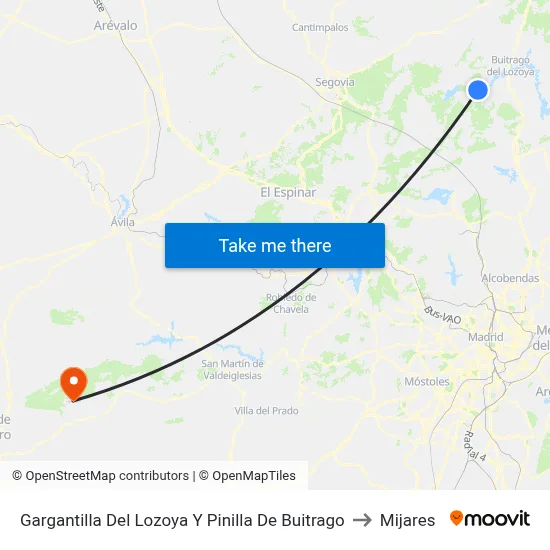 Gargantilla Del Lozoya Y Pinilla De Buitrago to Mijares map