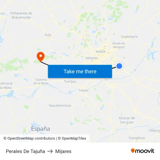 Perales De Tajuña to Mijares map