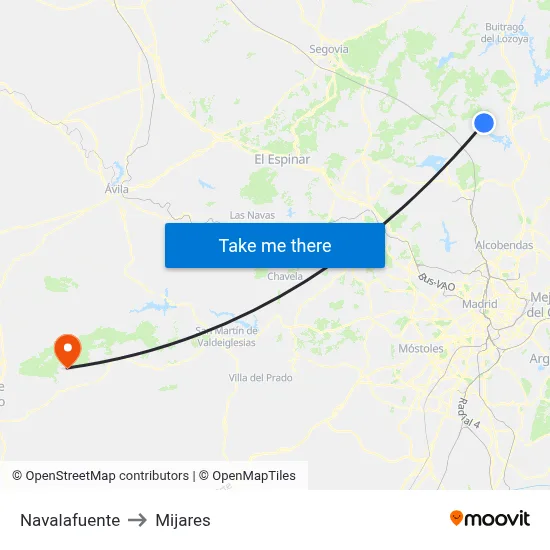 Navalafuente to Mijares map