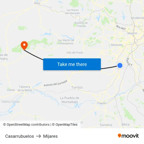 Casarrubuelos to Mijares map