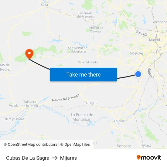 Cubas De La Sagra to Mijares map
