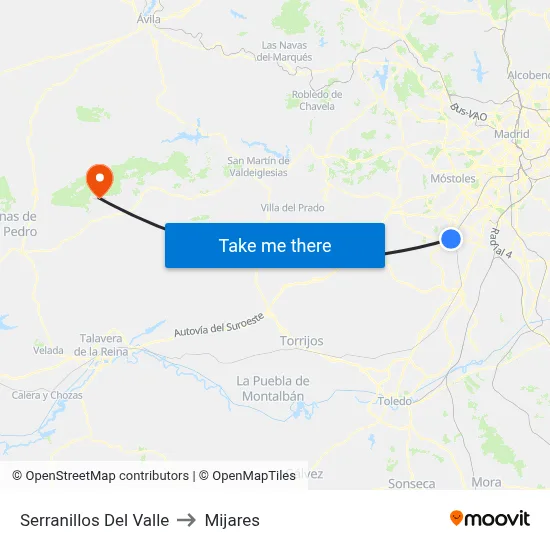 Serranillos Del Valle to Mijares map