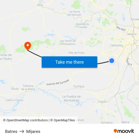 Batres to Mijares map