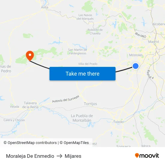 Moraleja De Enmedio to Mijares map