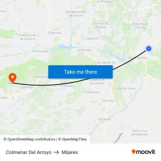 Colmenar Del Arroyo to Mijares map