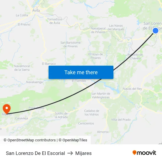 San Lorenzo De El Escorial to Mijares map