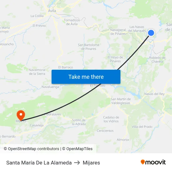 Santa María De La Alameda to Mijares map