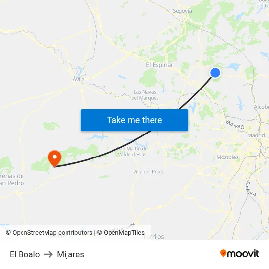 El Boalo to Mijares map