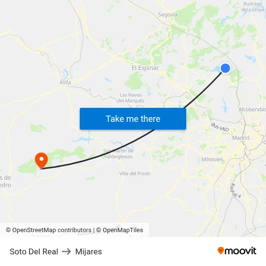 Soto Del Real to Mijares map