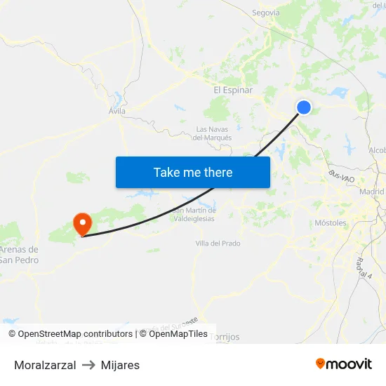 Moralzarzal to Mijares map