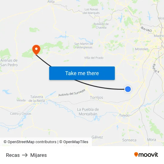 Recas to Mijares map