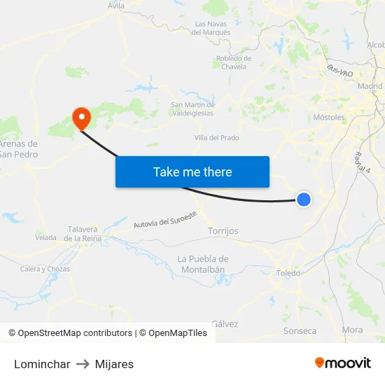 Lominchar to Mijares map