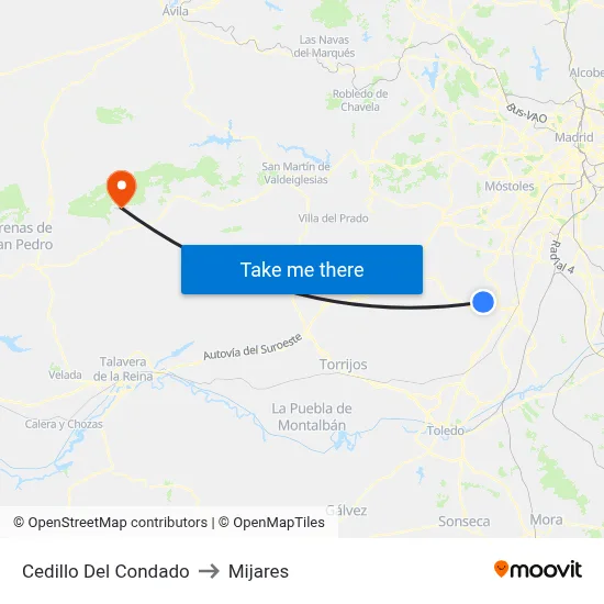 Cedillo Del Condado to Mijares map