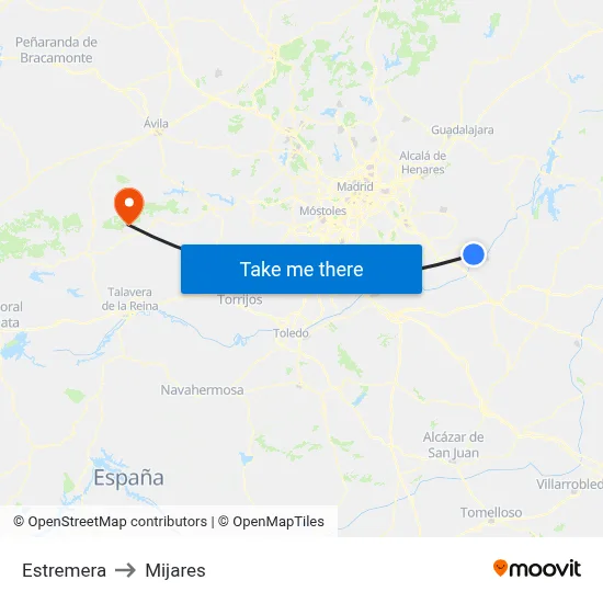 Estremera to Mijares map