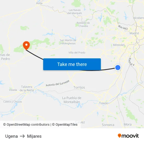 Ugena to Mijares map