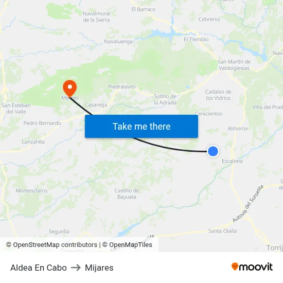 Aldea En Cabo to Mijares map
