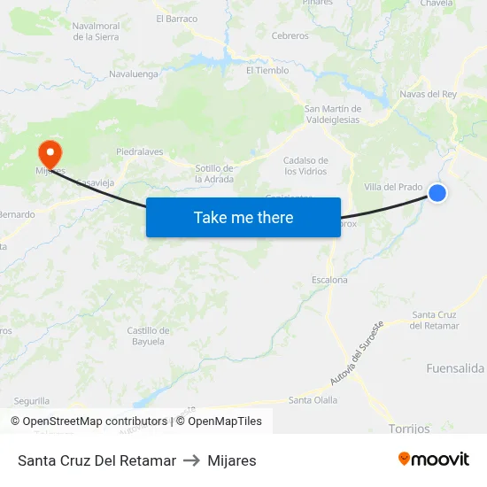Santa Cruz Del Retamar to Mijares map