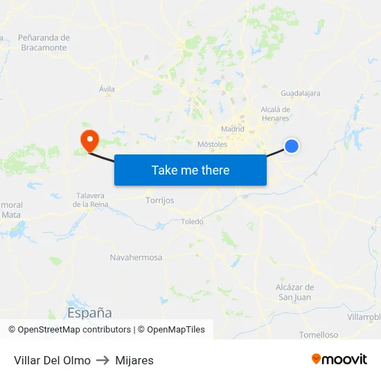 Villar Del Olmo to Mijares map