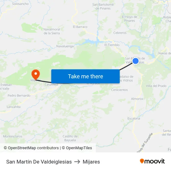 San Martín De Valdeiglesias to Mijares map