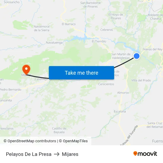Pelayos De La Presa to Mijares map