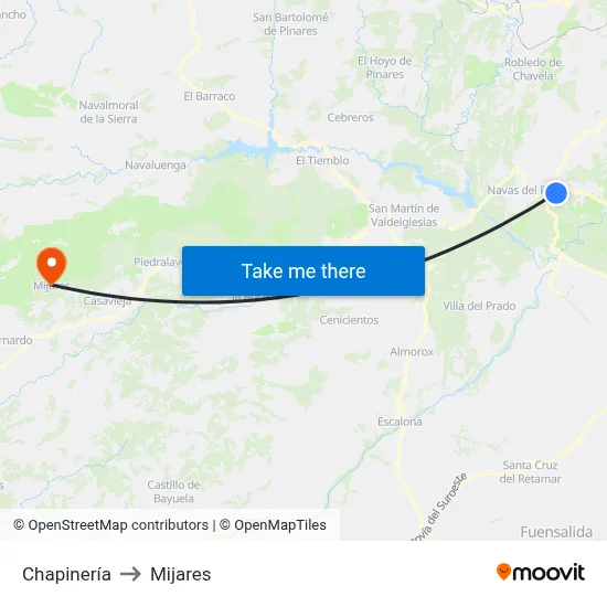 Chapinería to Mijares map