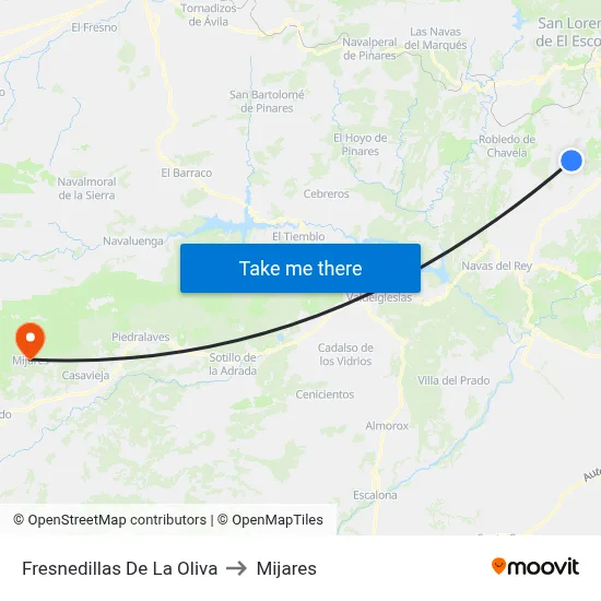 Fresnedillas De La Oliva to Mijares map