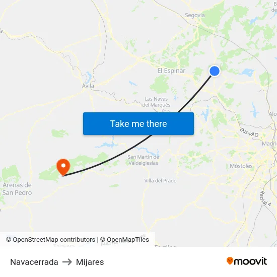 Navacerrada to Mijares map