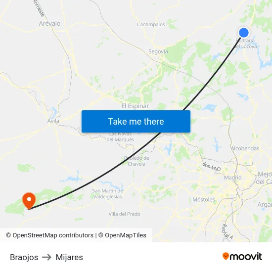 Braojos to Mijares map